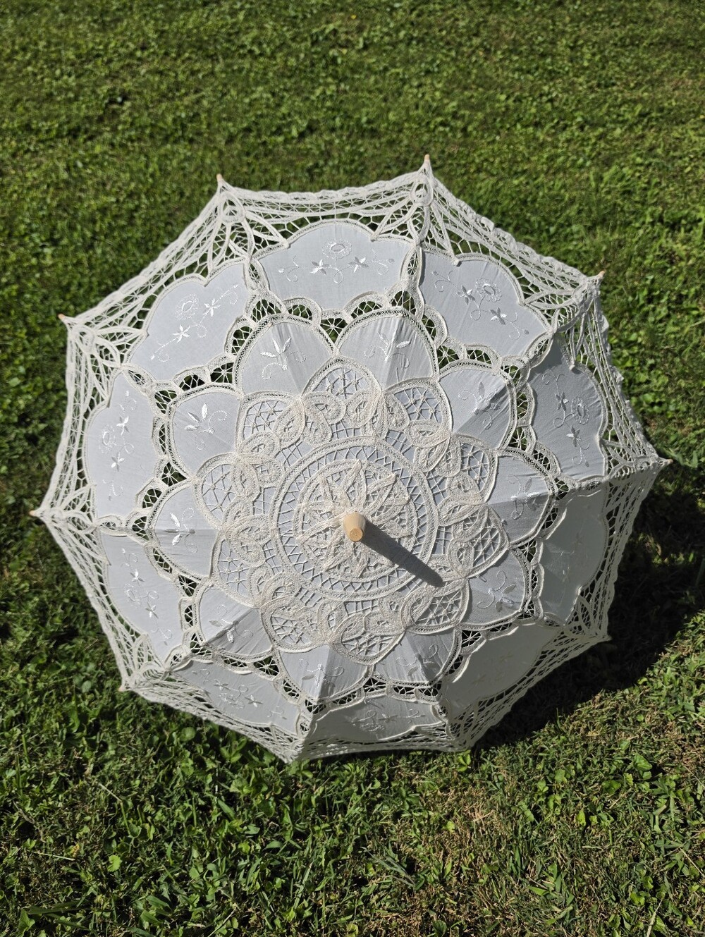 Ivory Lace Parasol For Wedding Decor, Off White Lace Umbrella
